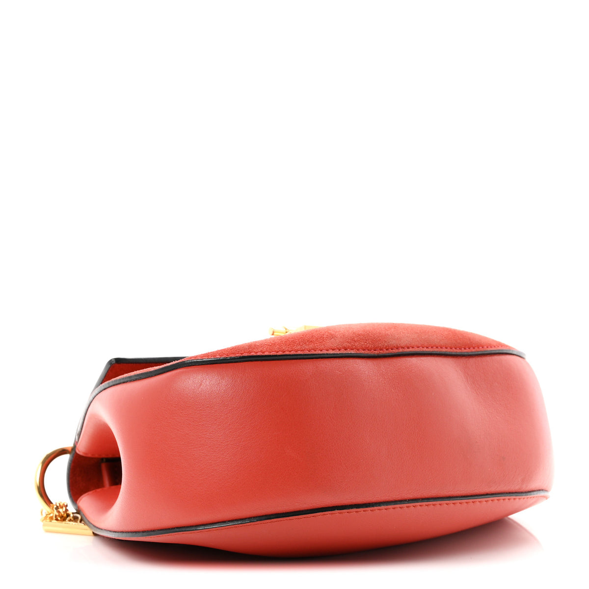 Suede Smooth Calfskin Drew Shoulder Bag Poppy