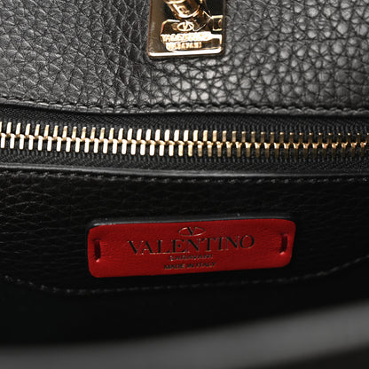 Valentino Garavani Pebbled Calfskin Large JoyLock Satchel Black 6 of 9