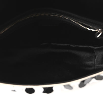 Gucci Satin Sequin Beaded Zebra Small GG Marmont Shoulder Bag Black White 5 of 10