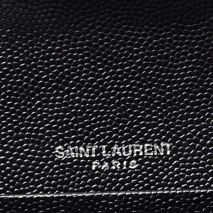Saint Laurent Grain De Poudre Matelasse Chevron Monogram Flap Wallet Black 6 of 8