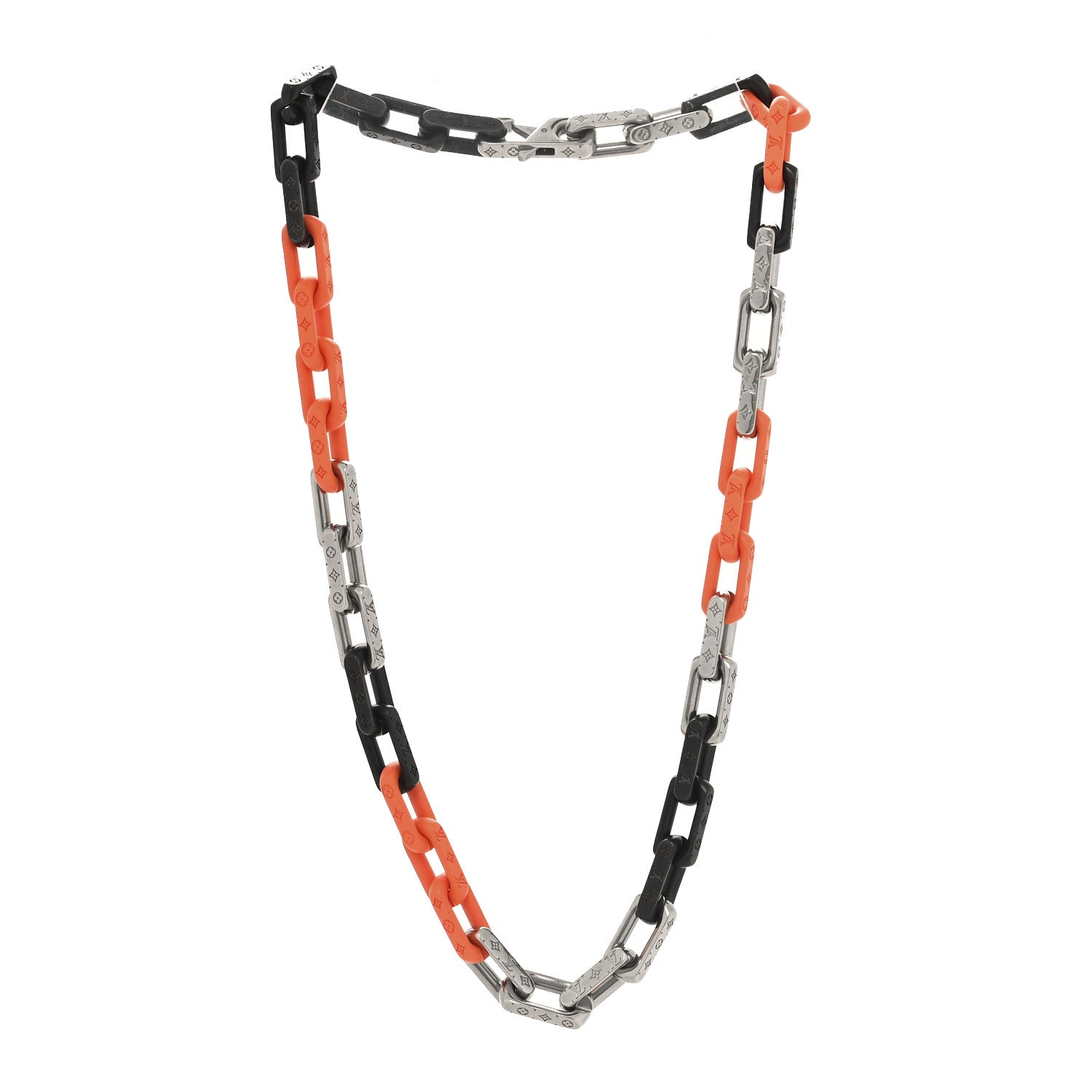 Louis Vuitton Metal Plexiglass Monogram Chain Necklace Black 3 of 4