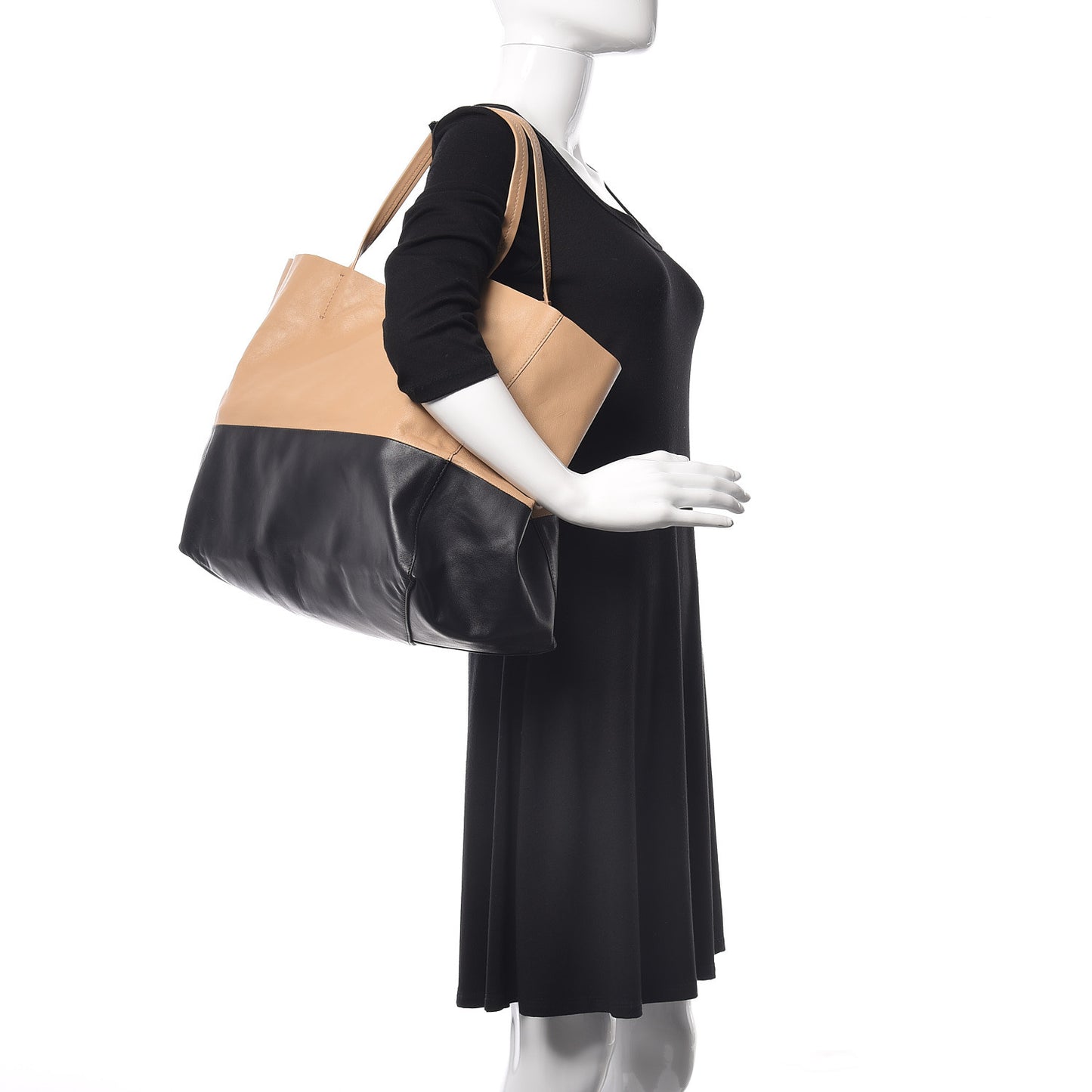 Lambskin Horizontal Bi-Cabas Nude Black