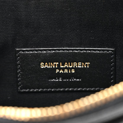 Saint Laurent Grain De Poudre Chevron Monogram Large Bill Pouch Black 13 of 14