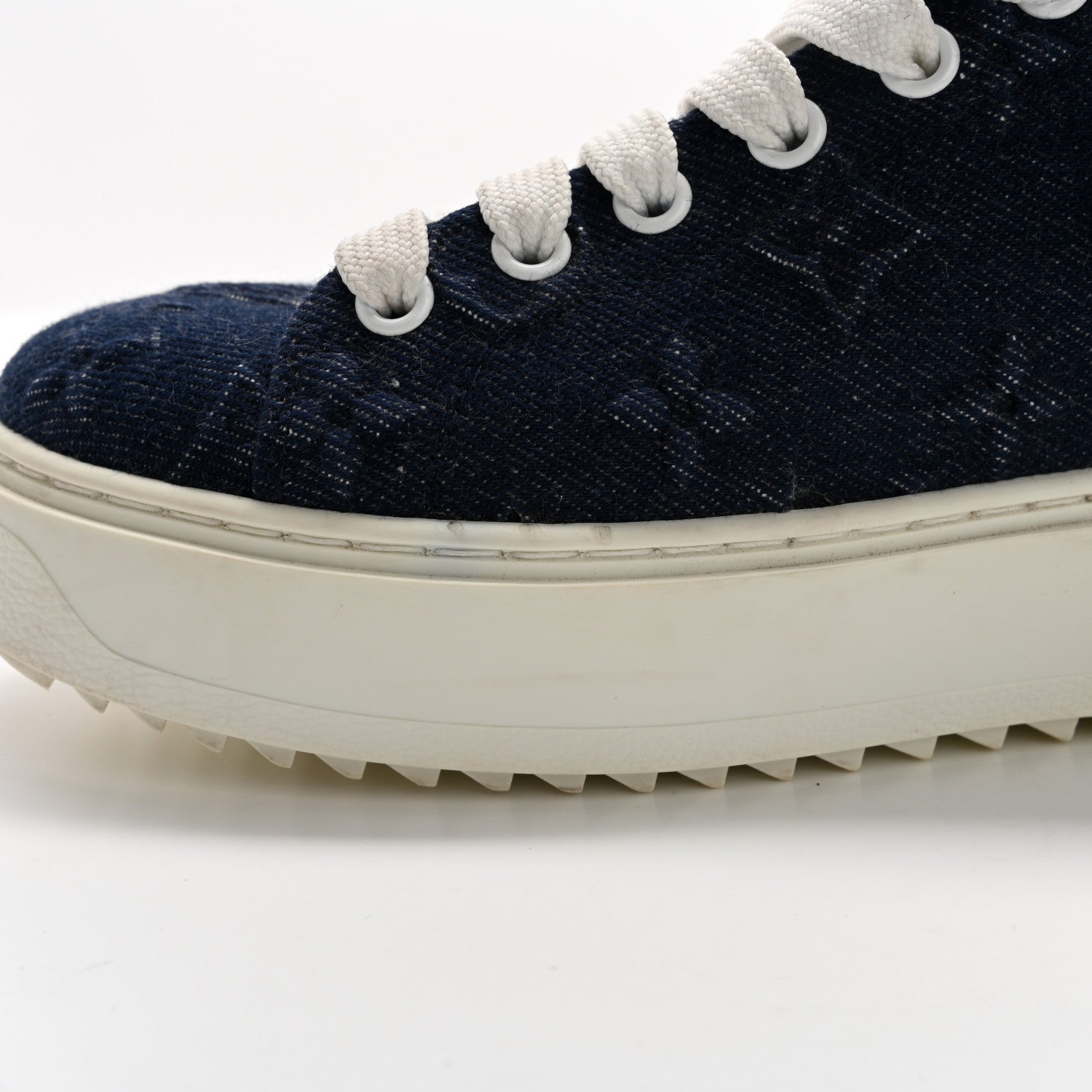 Louis Vuitton Denim Monogram Debossed Time Out Sneakers 38 Blue 11 of 15