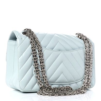 Chanel Aged Calfskin Chevron Quilted 2.55 Reissue Mini Flap Light Blue 3 of 11