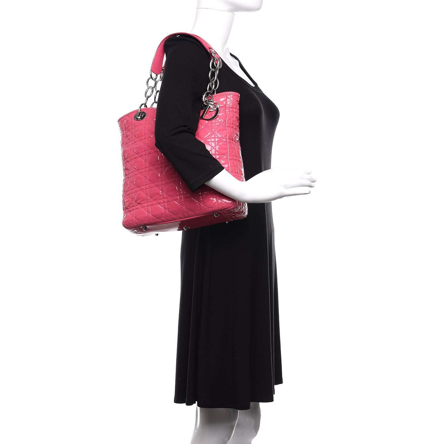 Christian Dior Patent Cannage Dior Soft Vertical Shopping Tote Pink 2 of 13