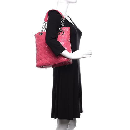 Christian Dior Patent Cannage Dior Soft Vertical Shopping Tote Pink 2 of 13