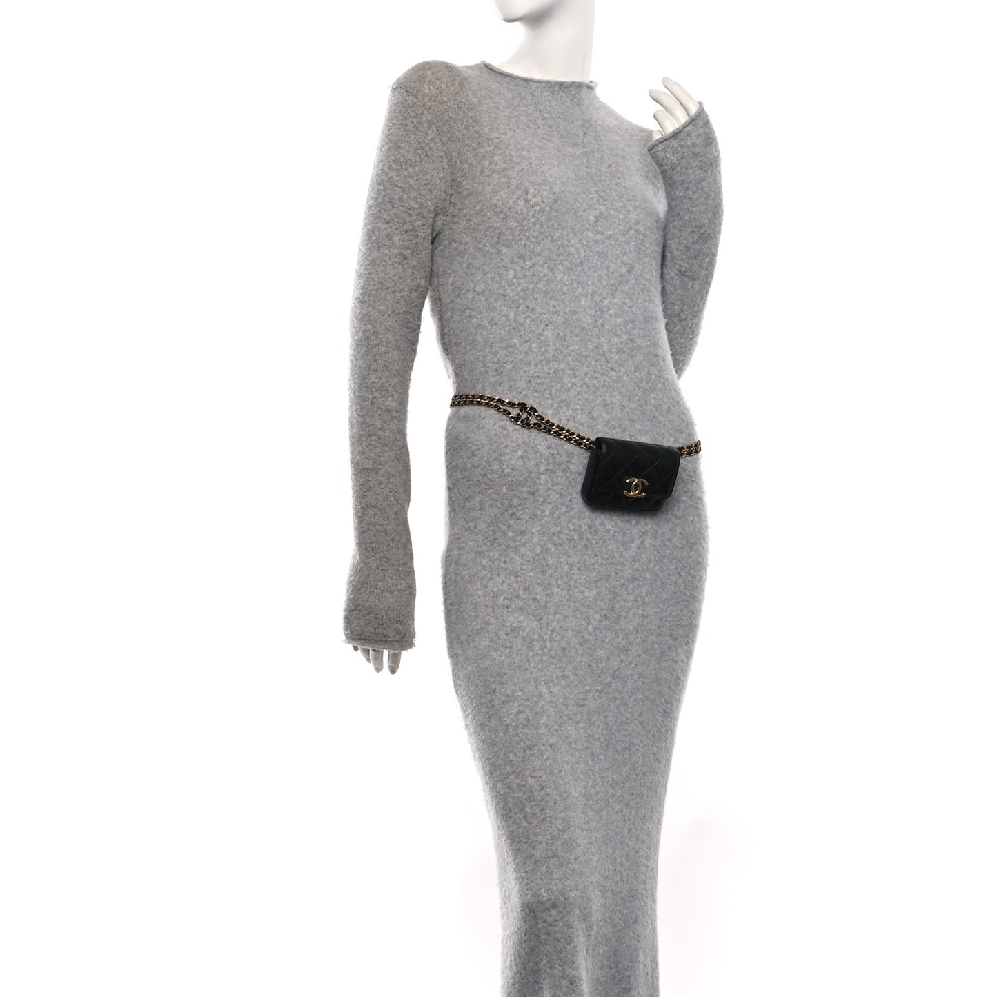 Lambskin Quilted Flap Chain Belt Bag Black