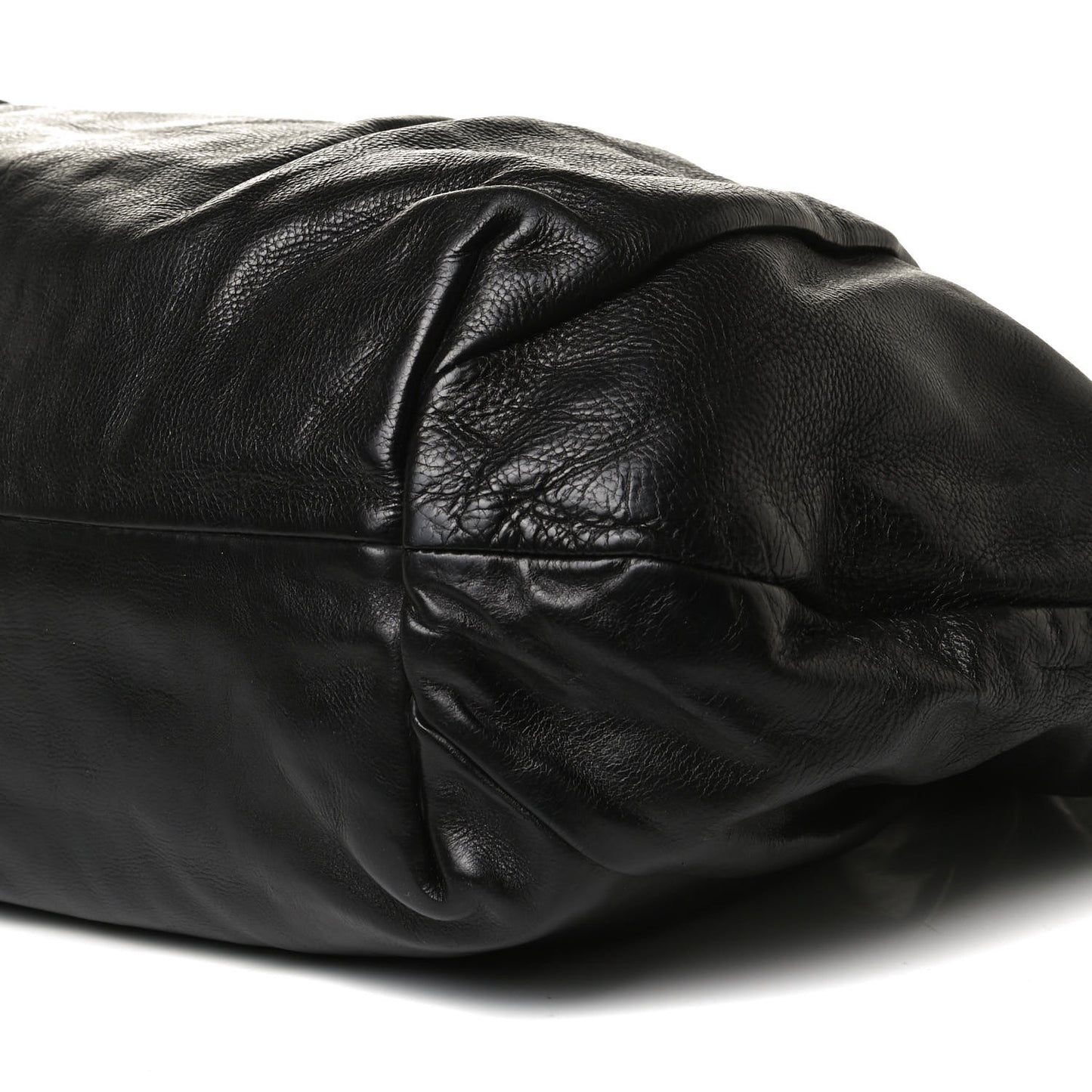 Soft Calf Pleated Shoulder Bag Black