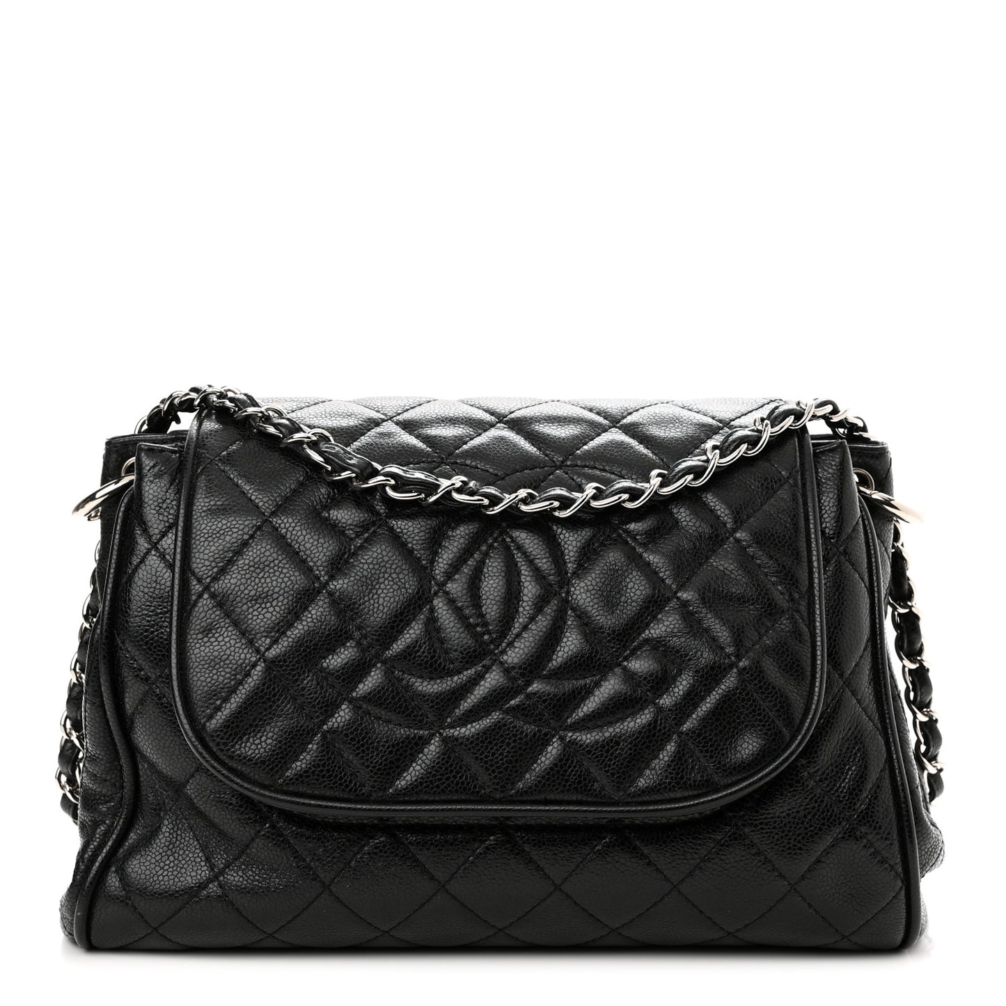 Caviar Quilted Timeless Accordion Flap Black