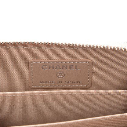 Chanel Metallic Caviar Chevron Quilted Zip Around Coin Purse Light Gold 6 of 8