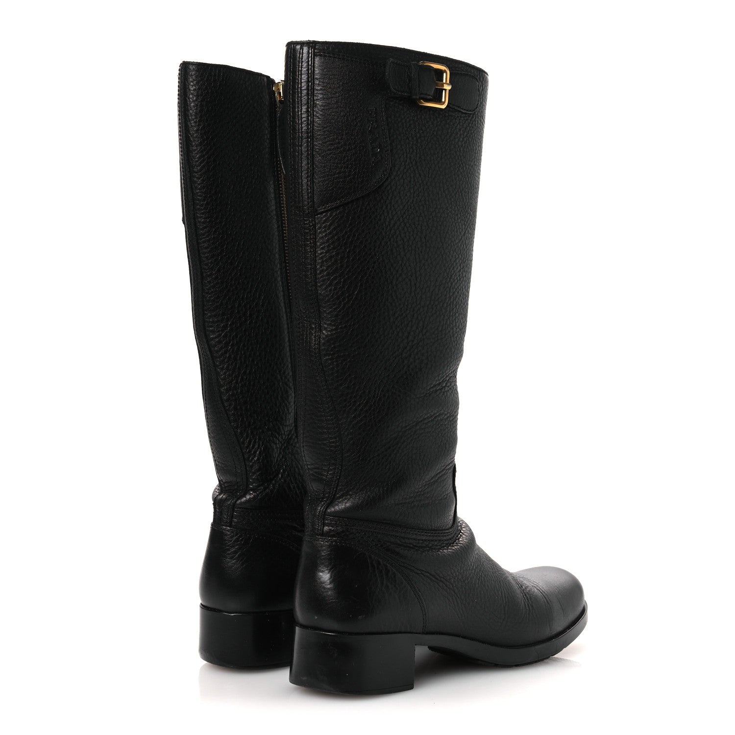 Prada Vitello Daino Riding Boots 38 Black 5 of 15