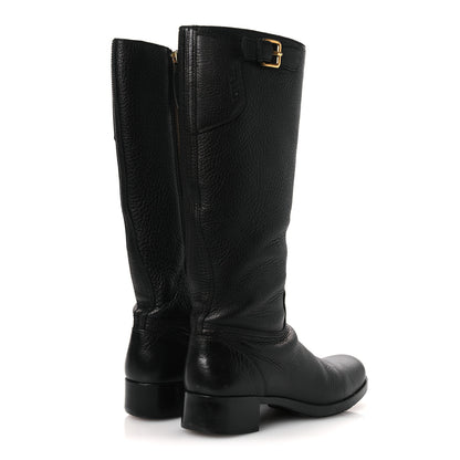 Prada Vitello Daino Riding Boots 38 Black 5 of 15