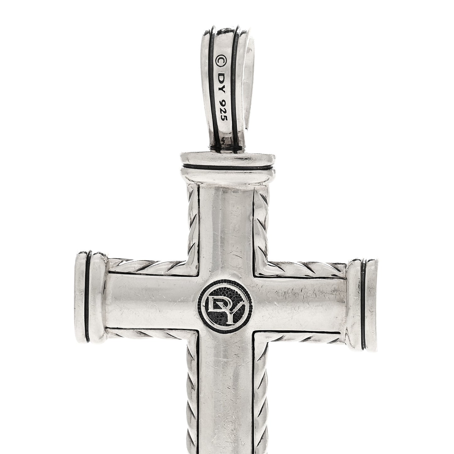 Sterling Silver Pave Black Diamond Chevron Cross Pendant