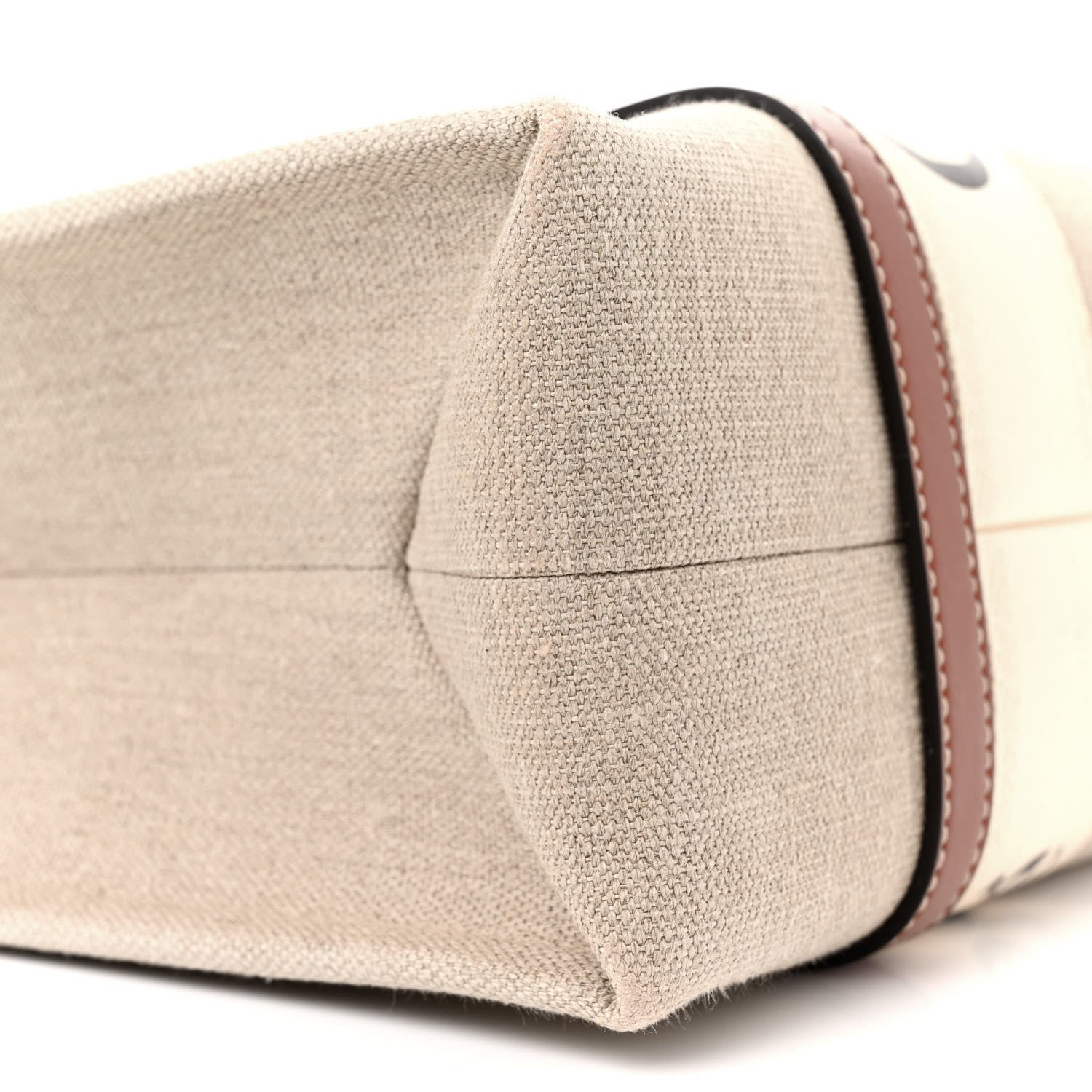 Chloe Linen Calfskin Medium Woody Ribbon Tote White Brown 9 of 13