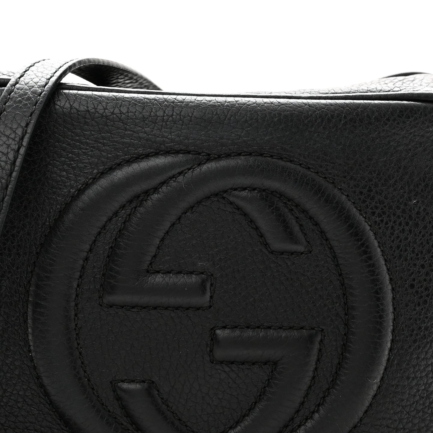 Pebbled Calfskin Small Soho Disco Bag Black