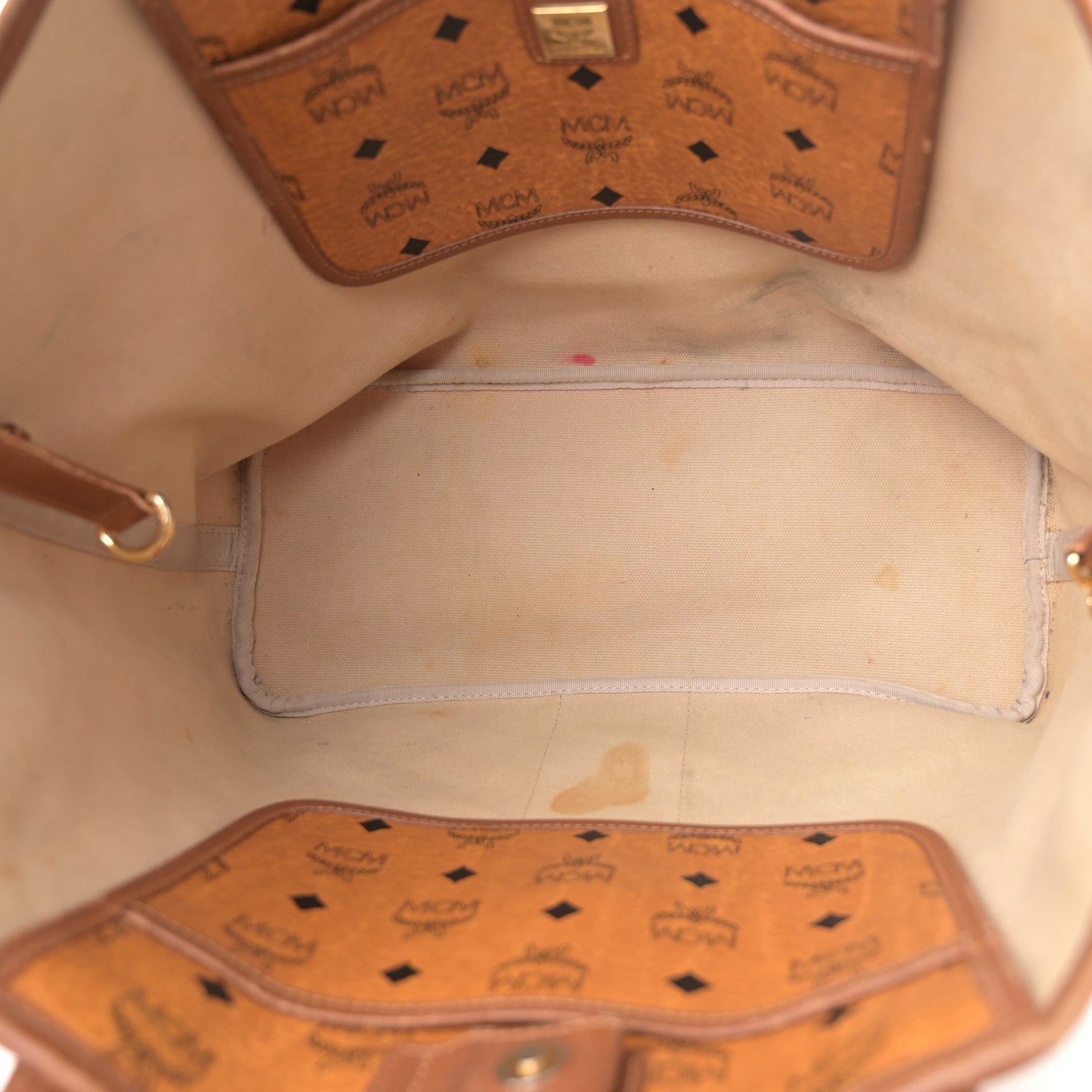 MCM Visetos Crocodile Embossed Medium Liz Shopper Tote Cognac 5 of 23