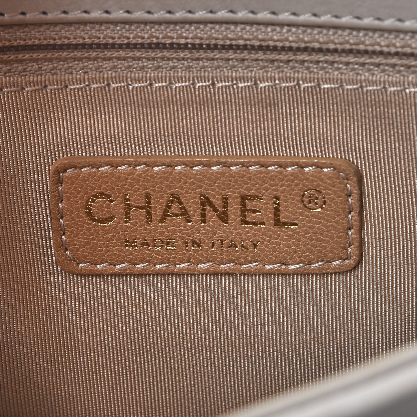 Calfskin Quilted Retro Chain Flap Beige