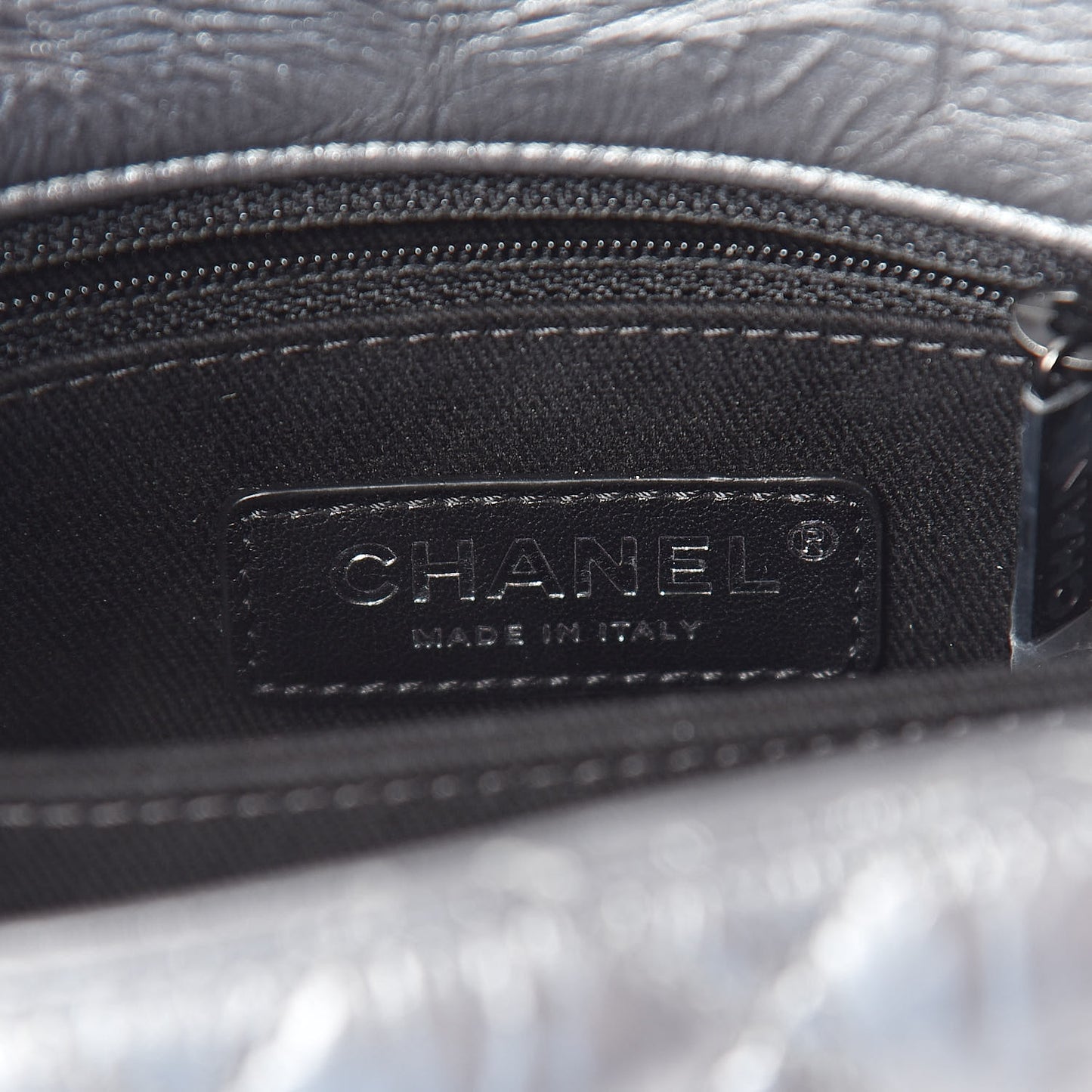 Metallic Aged Calfskin Quilted Mini Coco Handle Flap Charcoal