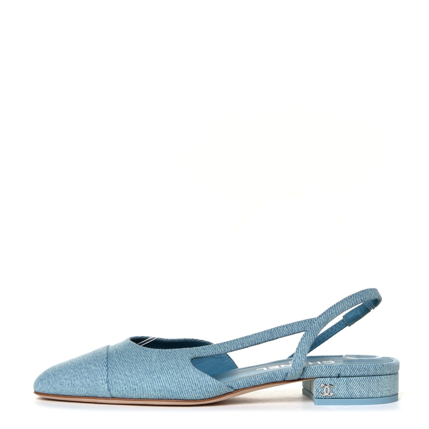 Denim Cap Toe CC Slingback Flats 38 Blue