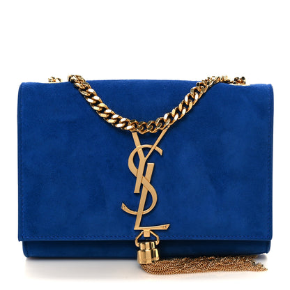 Saint Laurent Suede Small Classic Monogram Kate Tassel Satchel Blue 1 of 11