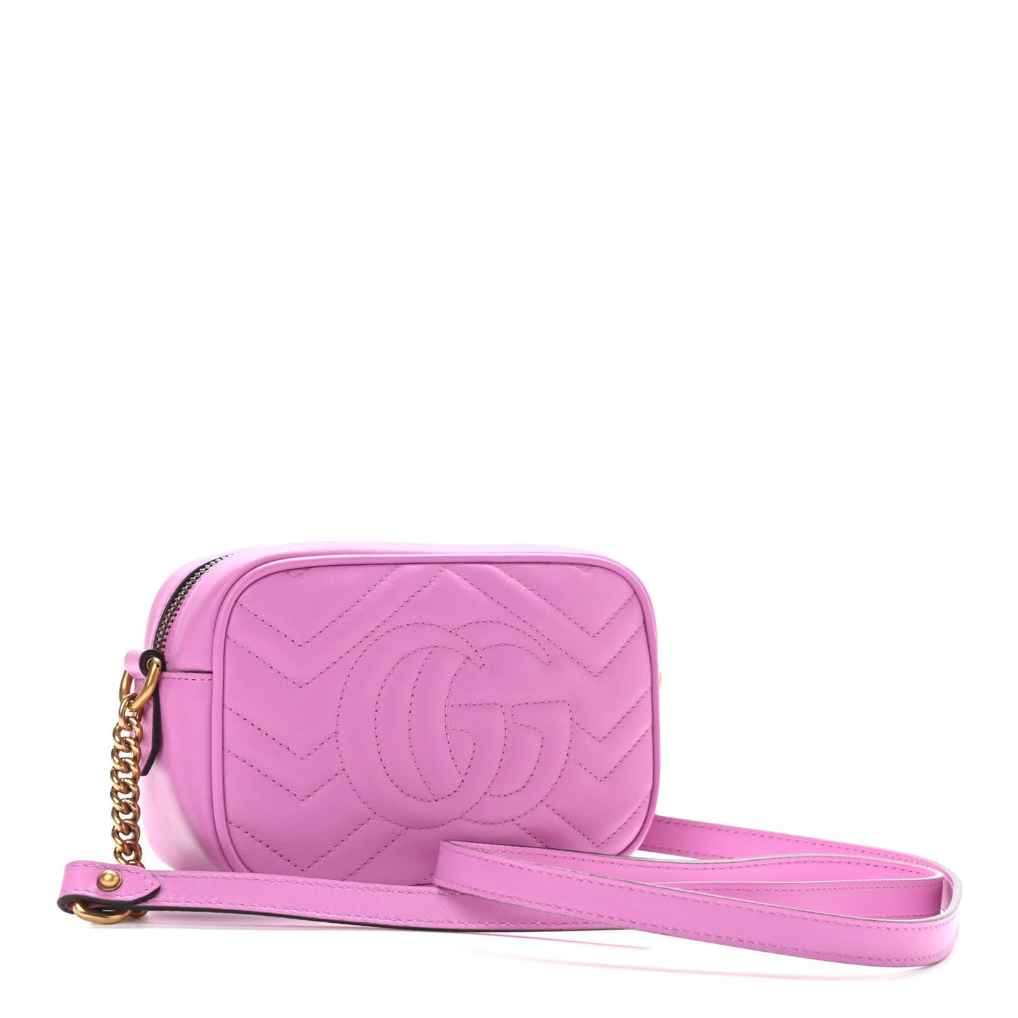 Calfskin Matelasse Mini GG Marmont Chain Shoulder Bag Candy Mousse