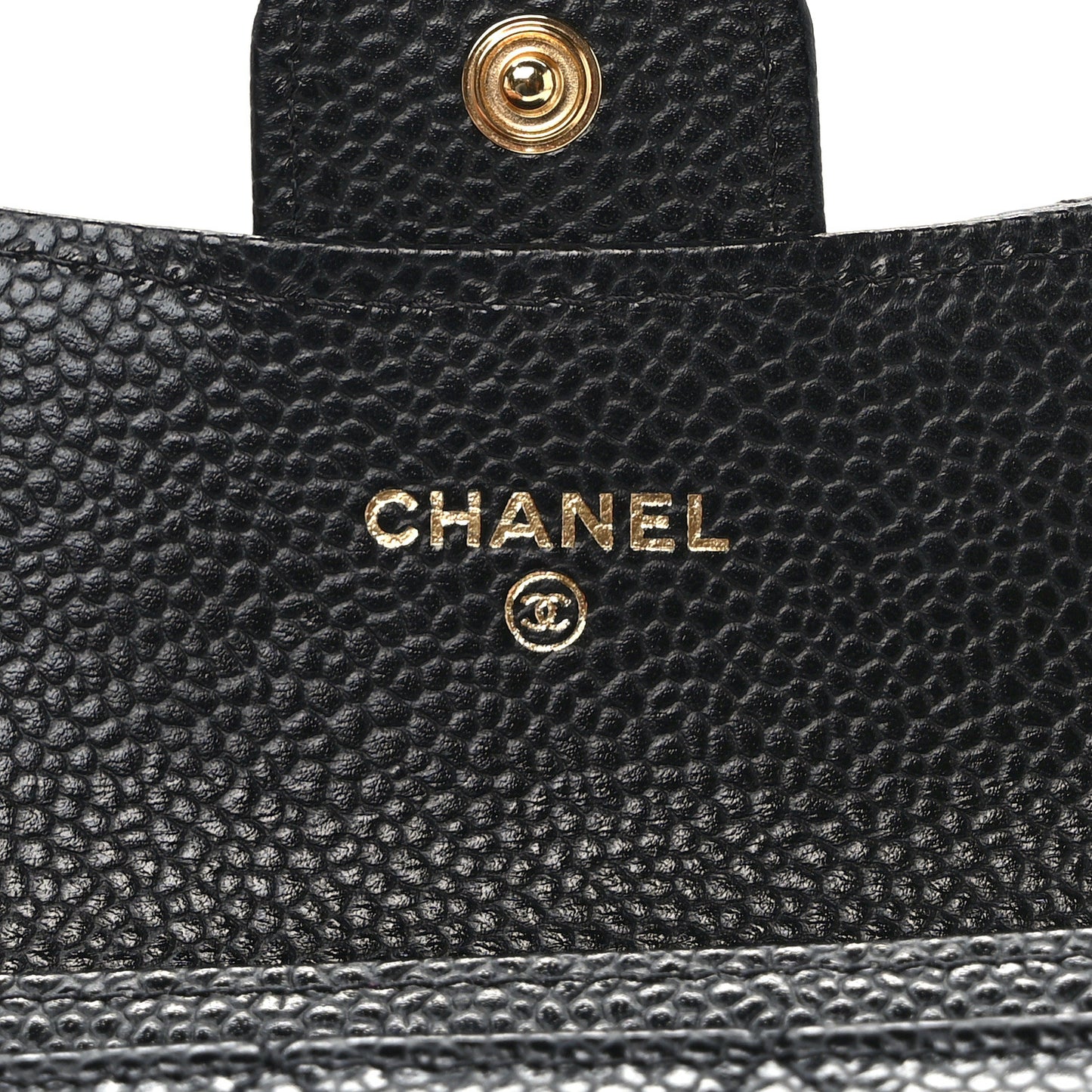 Caviar Quilted Flap Card Holder Wallet Black