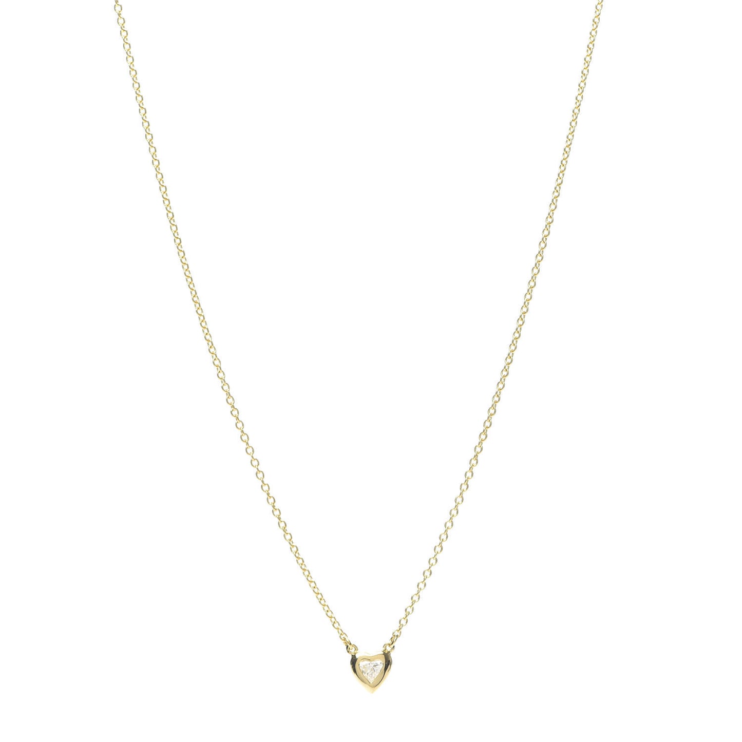 18K Yellow Gold Diamond .17ct Elsa Peretti Diamonds by the Yard Heart Pendant Necklace
