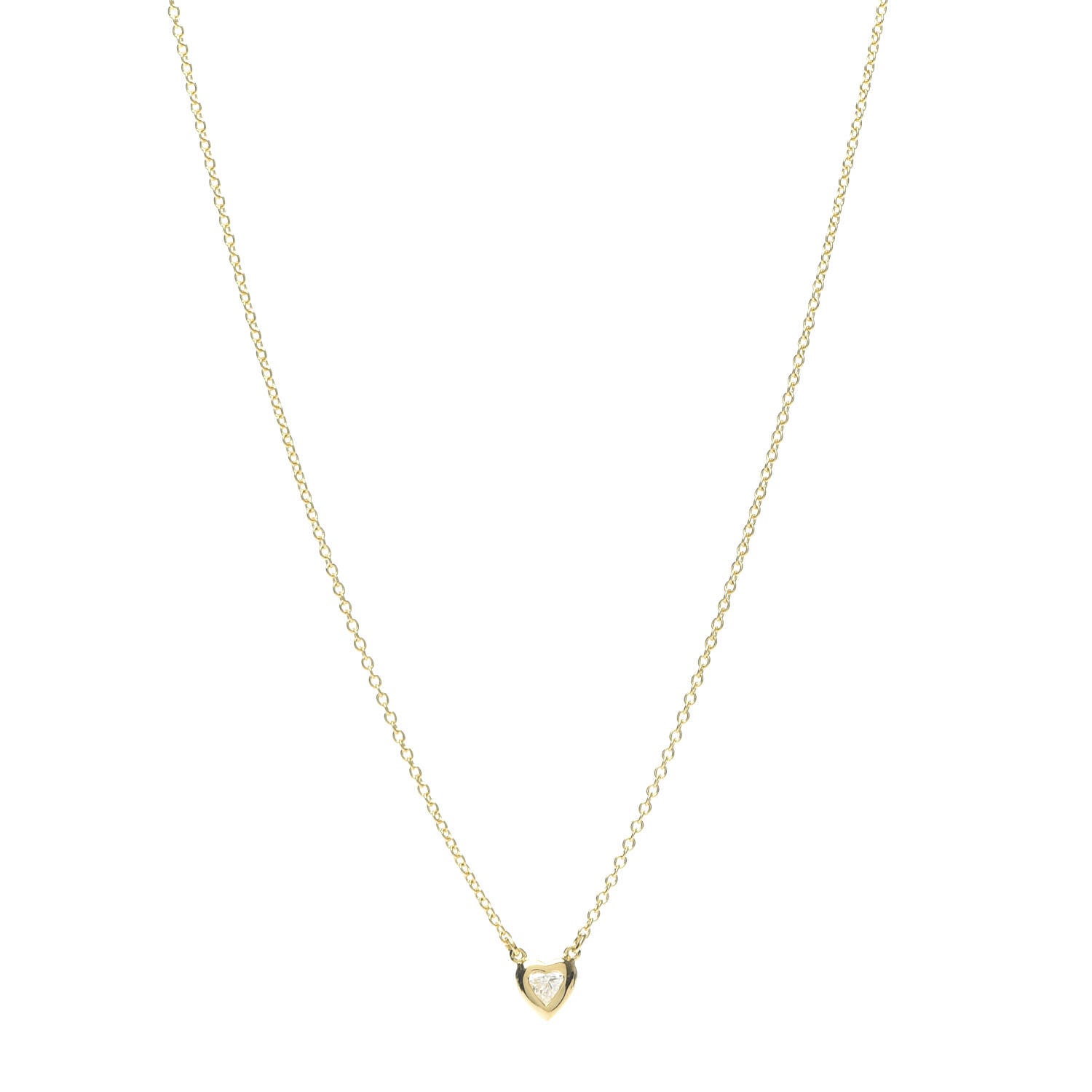 Tiffany 18K Yellow Gold Diamond .17ct Elsa Peretti Diamonds by the Yard Heart Pendant Necklace 1 of 8