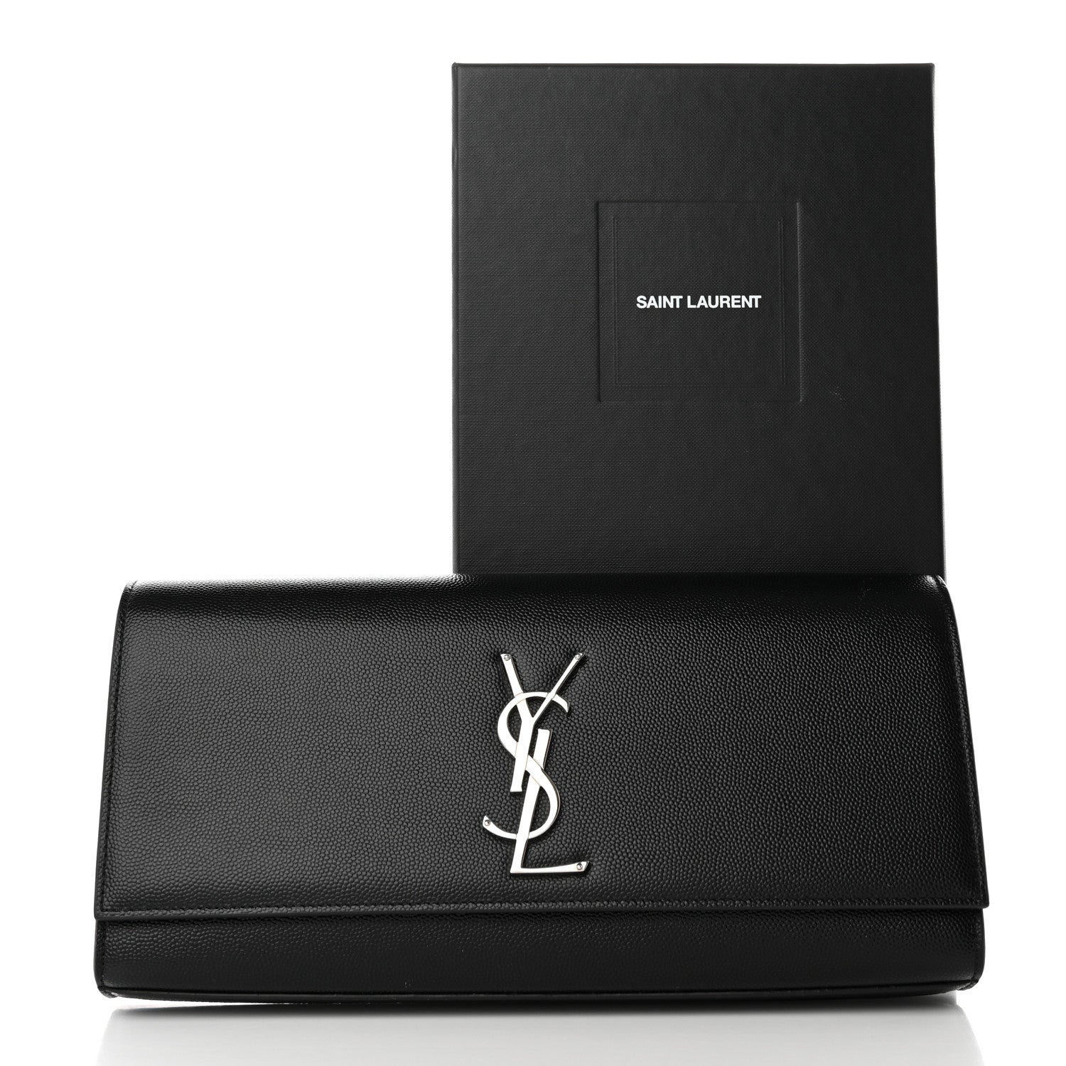 Saint Laurent Grain De Poudre Monogram Cassandre Clutch Black 9 of 9