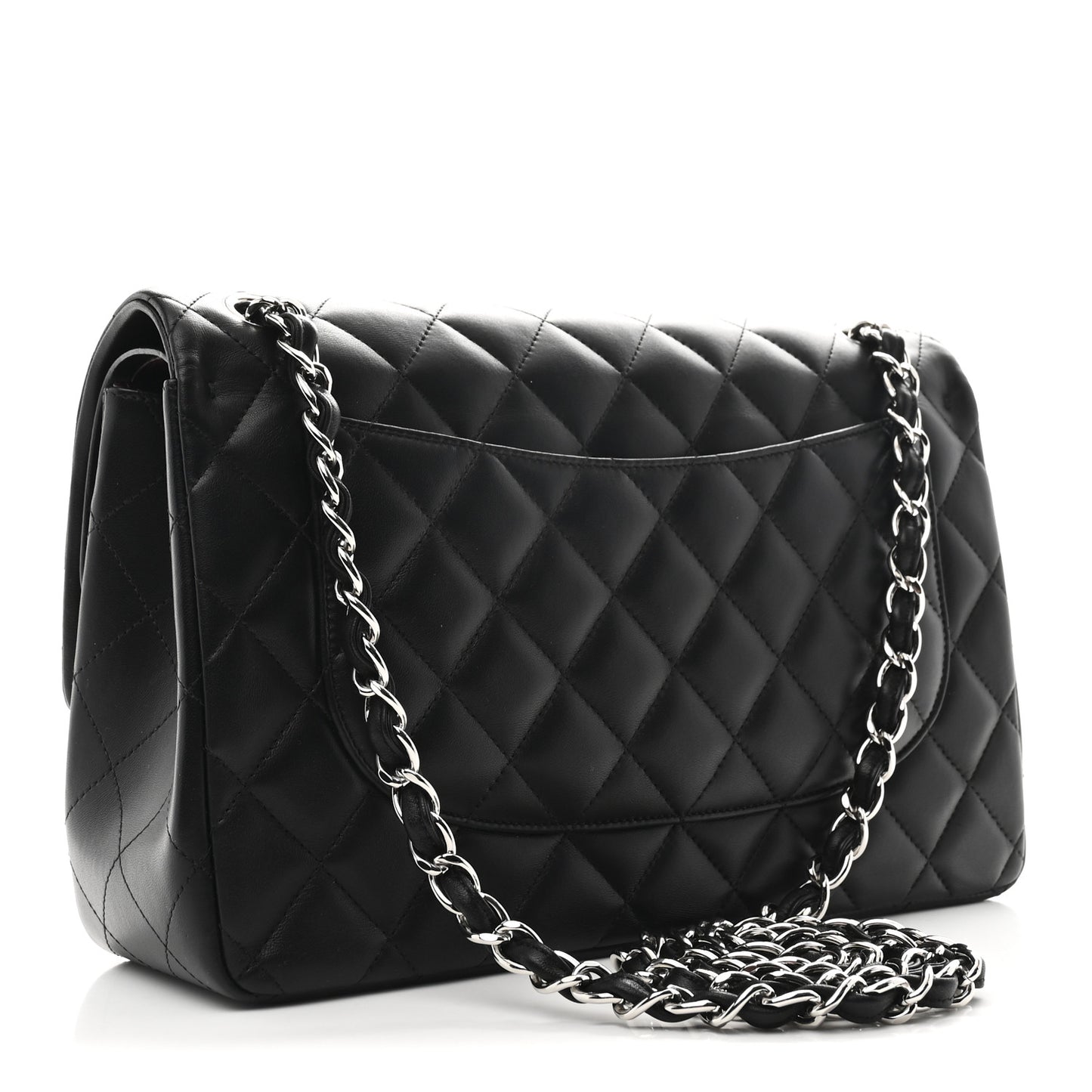 Lambskin Quilted Jumbo Double Flap Black