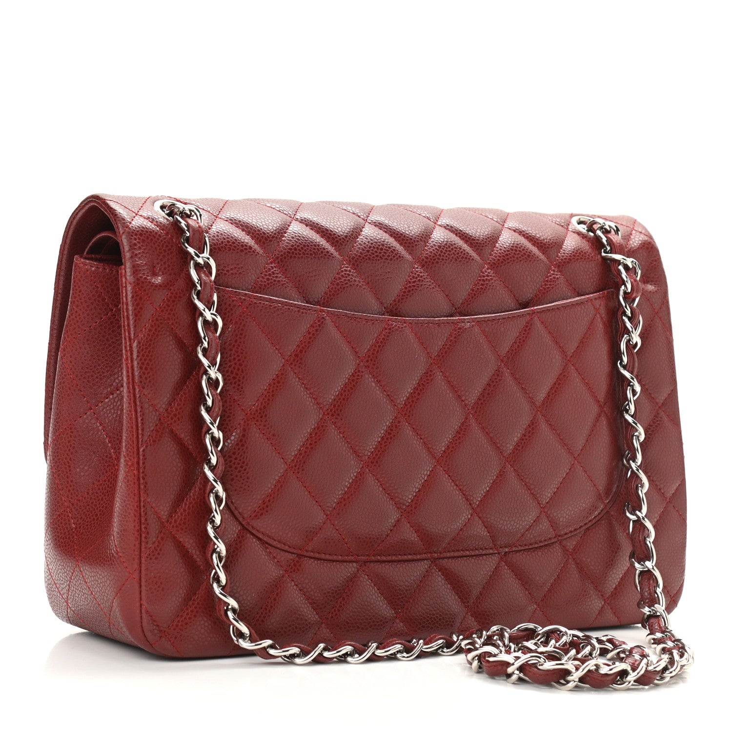 Chanel Caviar Quilted Jumbo Double Flap Dark Red 5 of 16