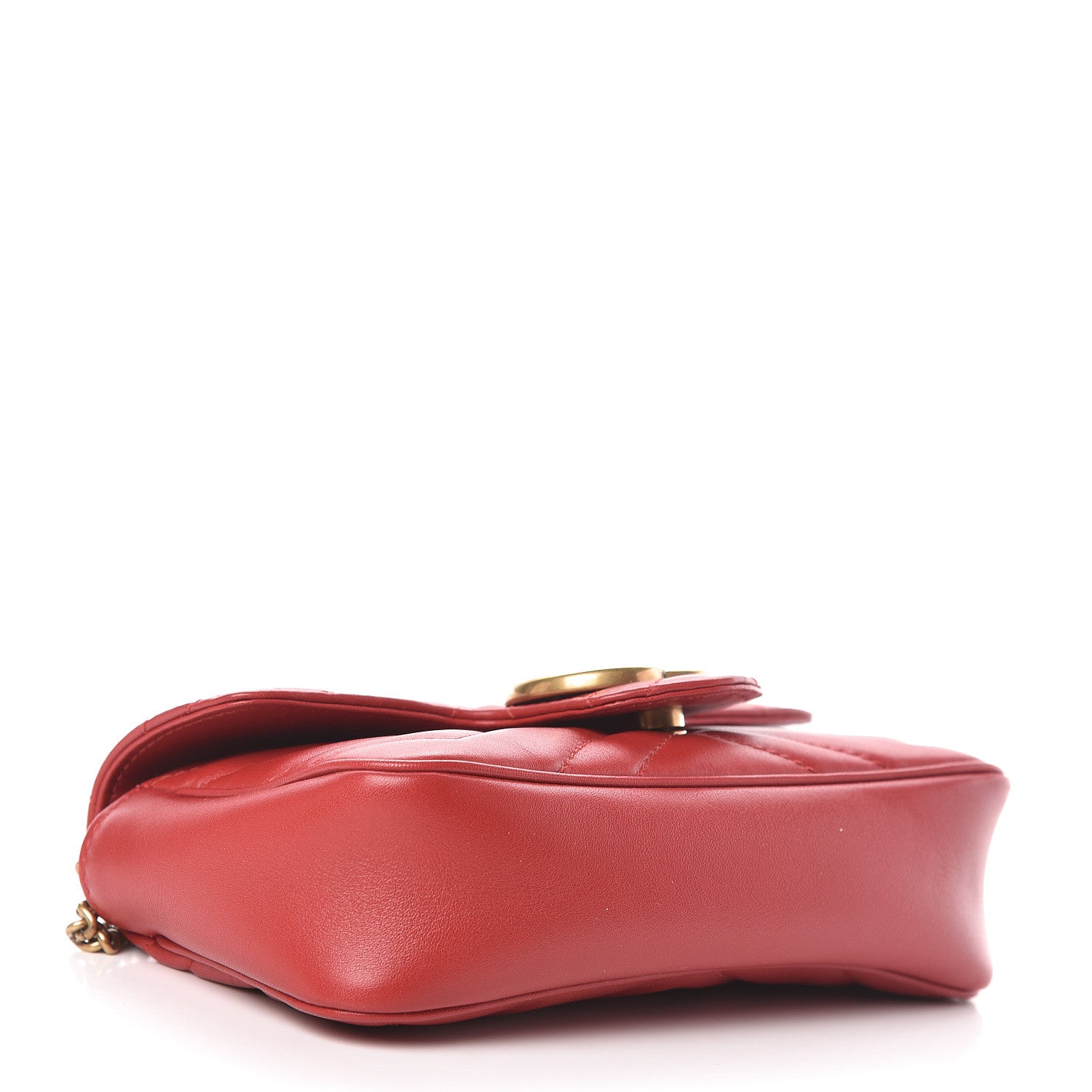 Gucci Calfskin Matelasse Super Mini GG Marmont Shoulder Bag Hibiscus Red 4 of 11
