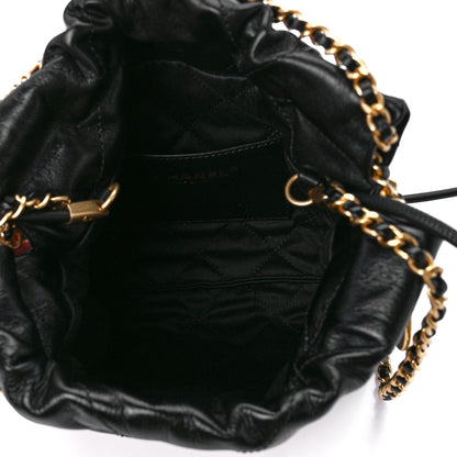 Chanel Shiny Crumpled Calfskin Quilted Pearl Mini Chanel 22 Black 5 of 12