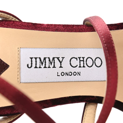 Jimmy Choo Velvet Satin Lola 120 Platform Sandals 35.5 Bordeaux 7 of 7