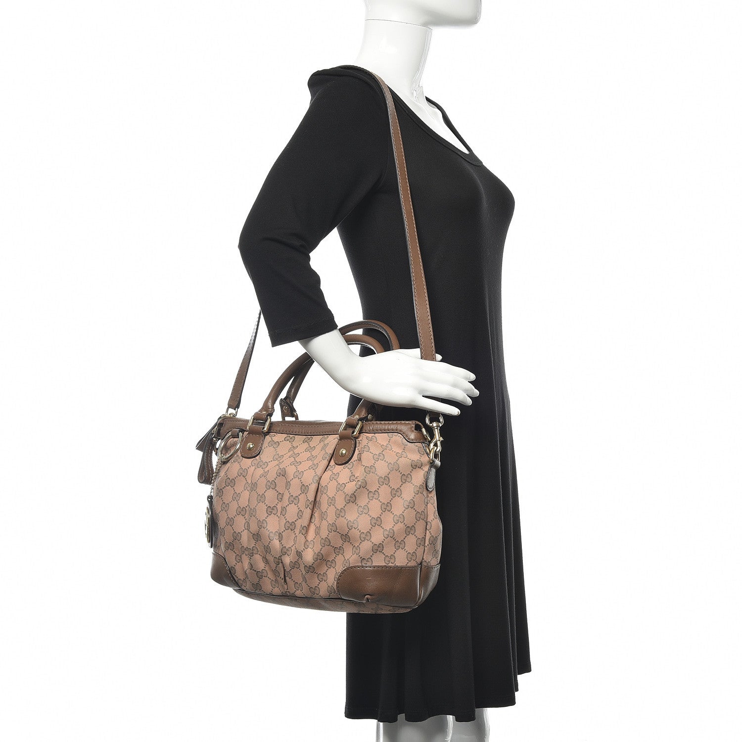 Gucci Monogram Medium Sukey Top Handle Bag Beige Brown 2 of 9