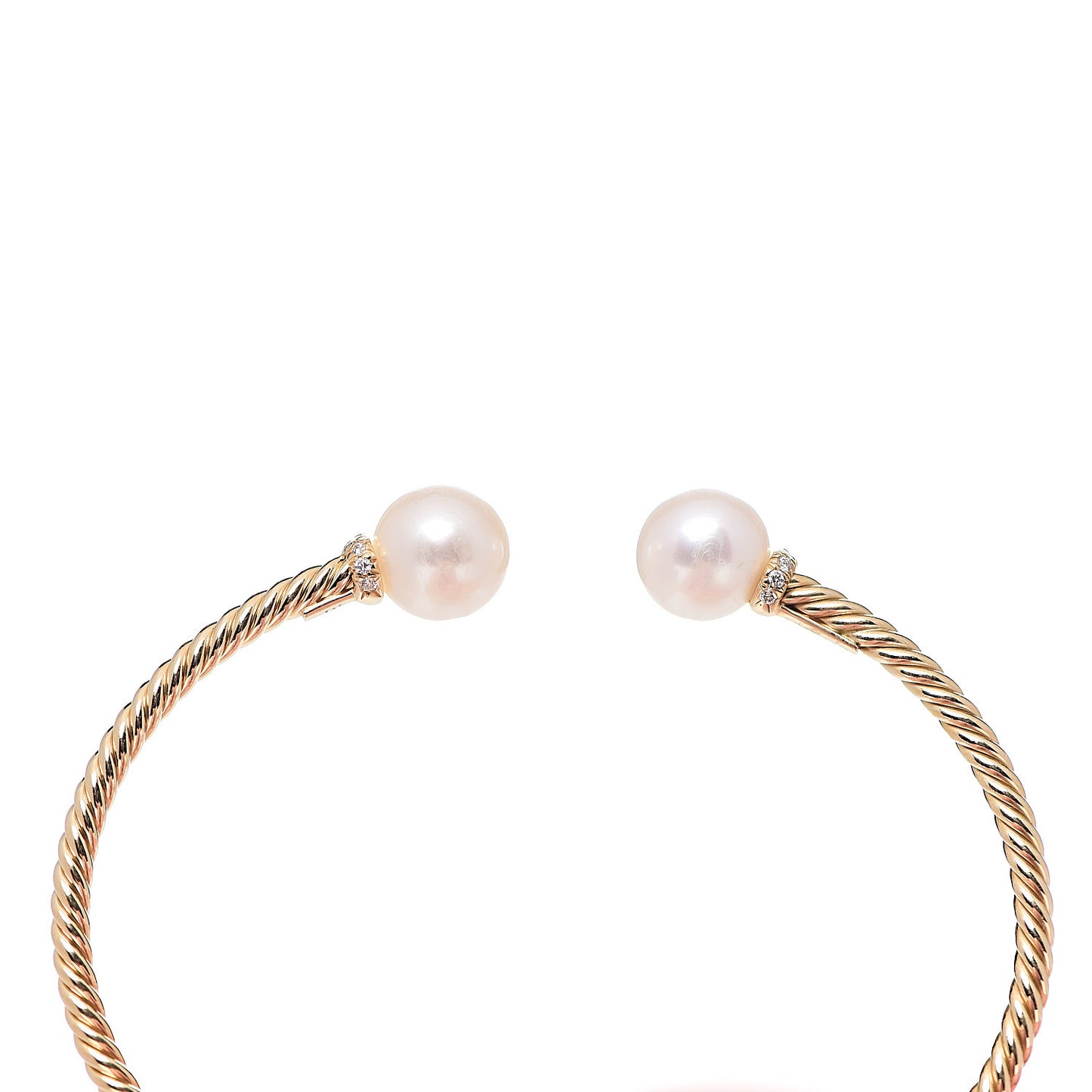 18K Yellow Gold Diamond Pearl 8.5mm Solari Bracelet