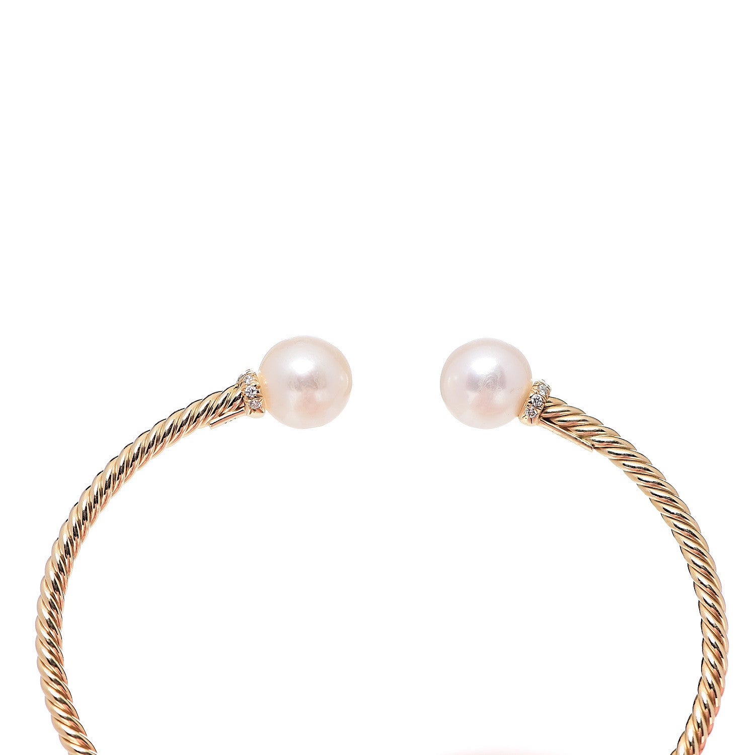 David Yurman 18K Yellow Gold Diamond Pearl 8.5mm Solari Bracelet 4 of 4