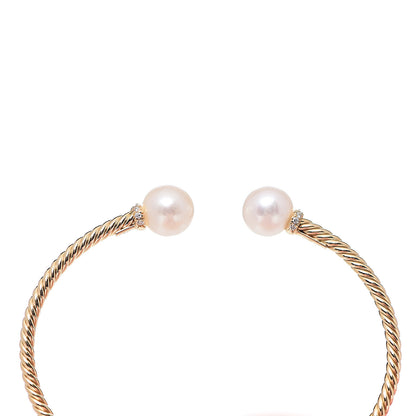 David Yurman 18K Yellow Gold Diamond Pearl 8.5mm Solari Bracelet 4 of 4