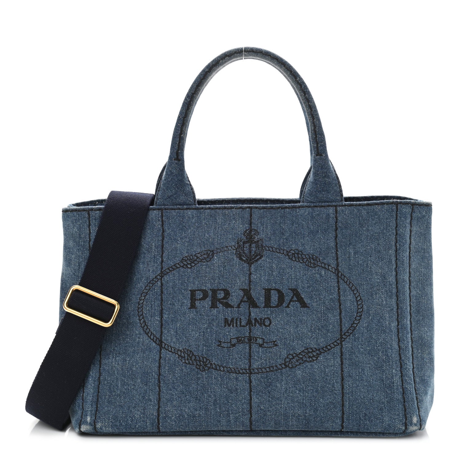 Prada Denim Small Logo Tote Bleu 1 of 11