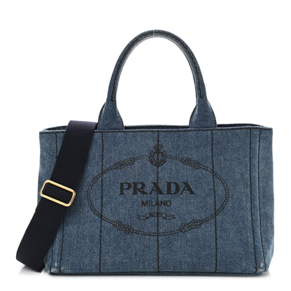 Prada Denim Small Logo Tote Bleu 1 of 11