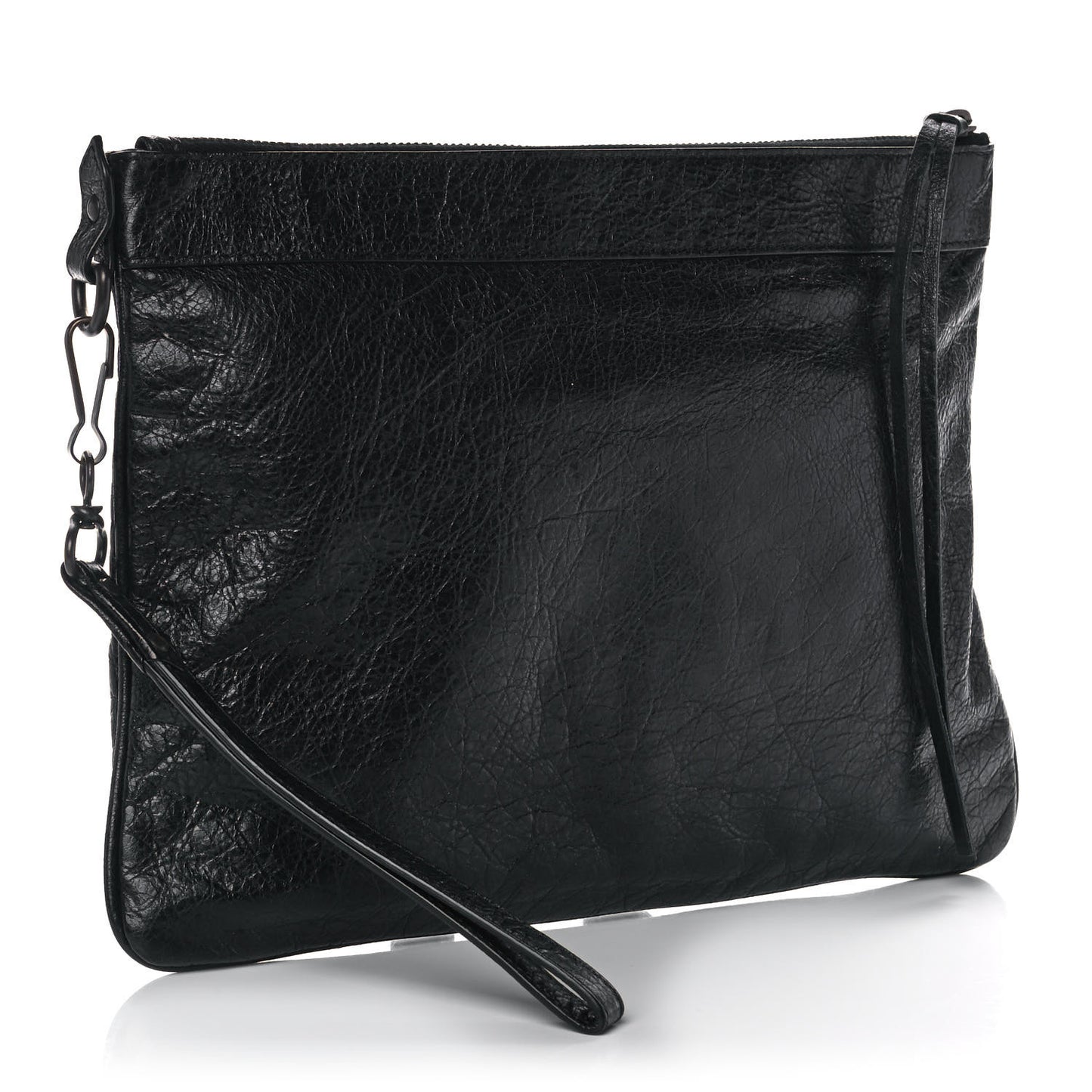Agneau Classic Hardware Flat Handle Clutch Black
