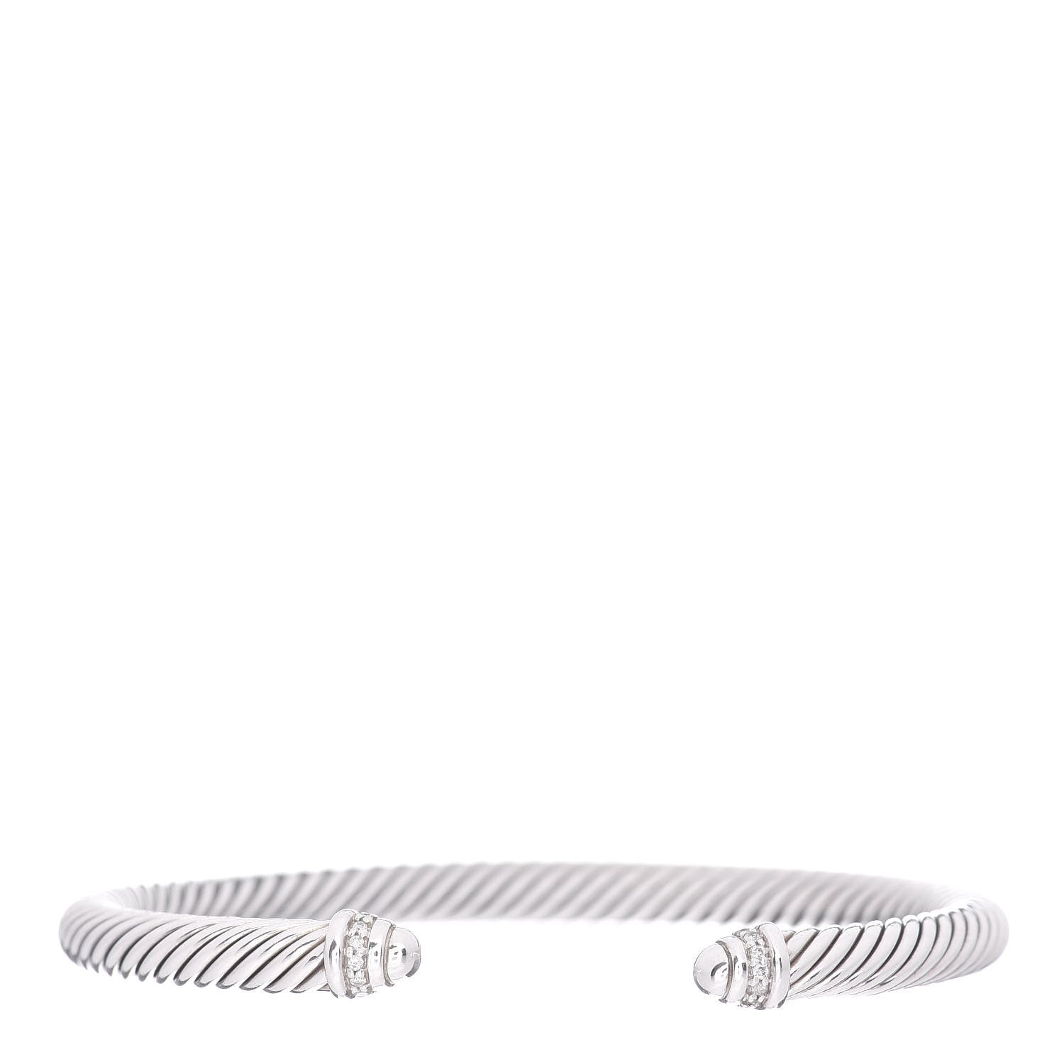 David Yurman Sterling Silver Diamond 5mm Cable Classics Dome Bracelet 1 of 4