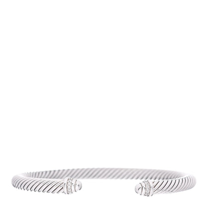 David Yurman Sterling Silver Diamond 5mm Cable Classics Dome Bracelet 1 of 4