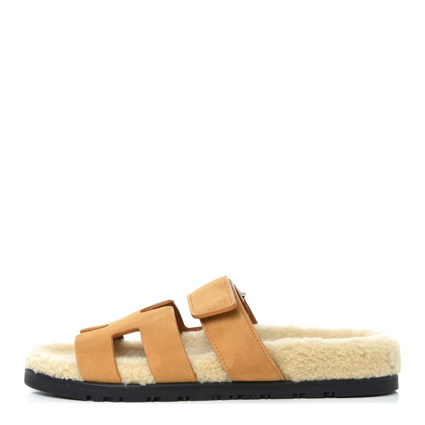 Suede Goatskin Woolskin Womens Chypre Sandals 38 Golden Beige
