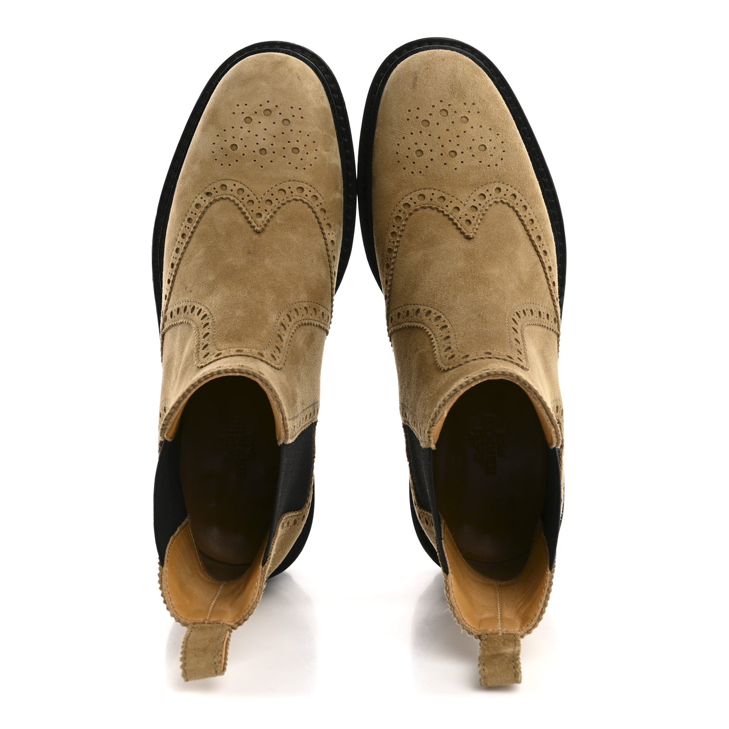 Suede Goatskin Chelsea Ankle Boots 37 Beige Gobi