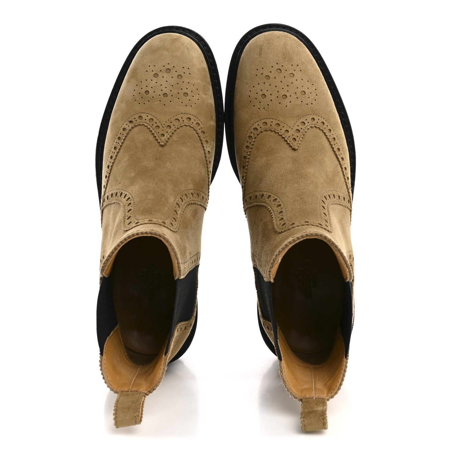 Hermes Suede Goatskin Chelsea Ankle Boots 37 Beige Gobi 2 of 13