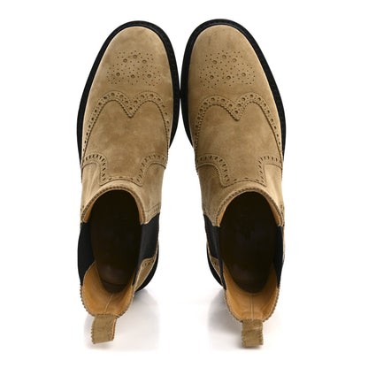 Hermes Suede Goatskin Chelsea Ankle Boots 37 Beige Gobi 2 of 13