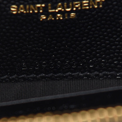 Saint Laurent Grain De Poudre Matelasse Chevron Monogram Envelope Chain Wallet Black 7 of 10
