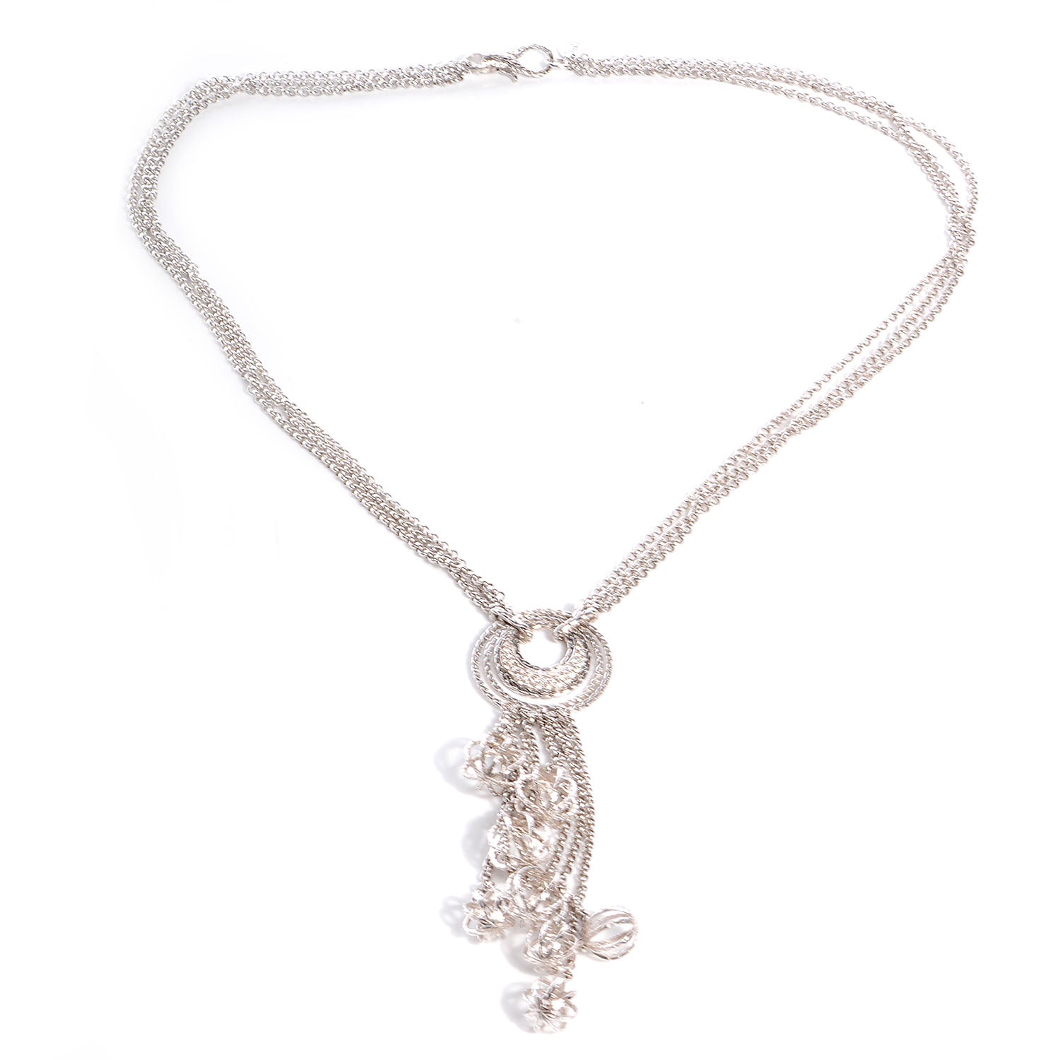John Hardy Langit Silver Long Dangling Pendant with Diamond Pave on Chain Necklace 3 of 7